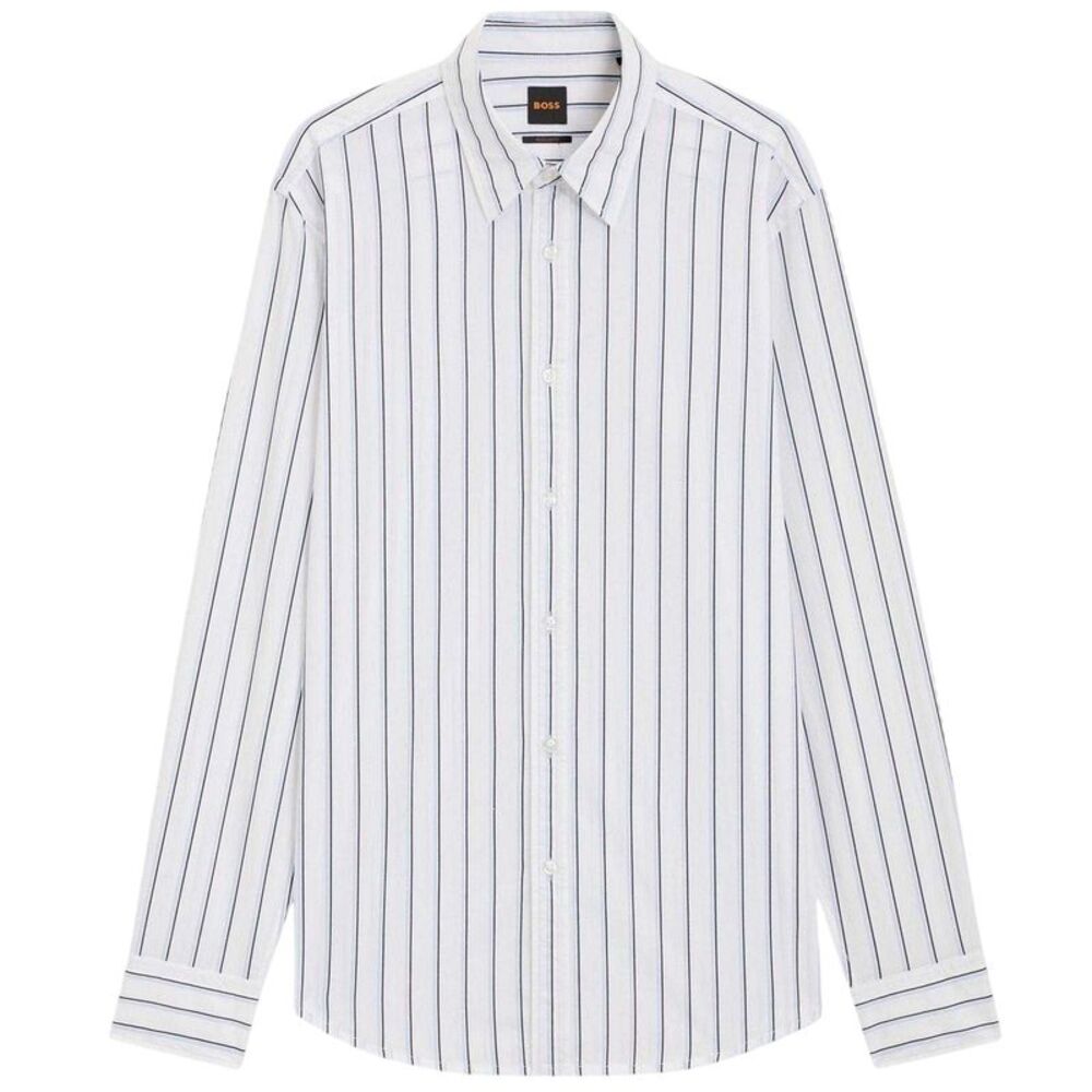Boss Mens Striped Regular Shirt / White
